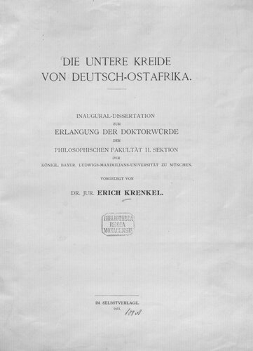Die Untere Kreide von Deutsch-Ostafrika