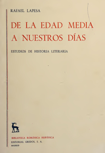 De la edad media a nuestros días estudios de historia literaria