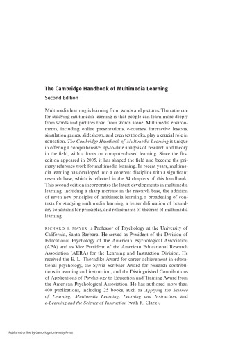 The Cambridge Handbook of Multimedia Learning