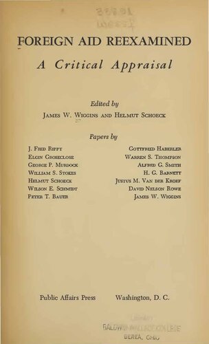 Foreign Aid Reexamined: A Critical Appraisal