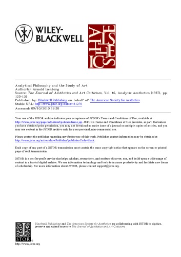 Analytical Philosophy and the Study of Art