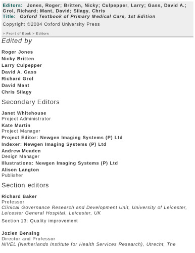 Oxford Textbook of Primary Medical Care: Clinical Management