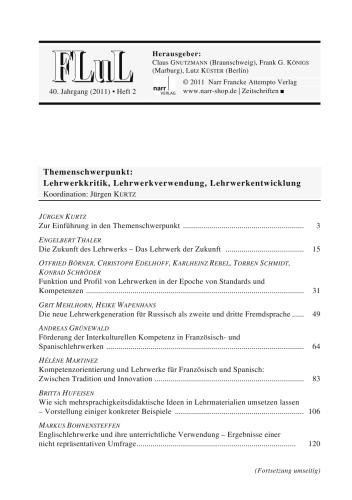 Fremdsprachen Lehren und Lernen (FLuL). 40. Jahrgang (2011). Heft 2