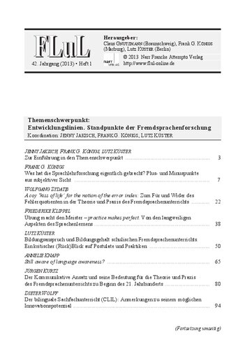 Fremdsprachen Lehren und Lernen (FLuL). 42. Jahrgang (2013). Heft 1