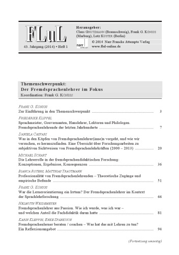 Fremdsprachen Lehren und Lernen (FLuL). 43. Jahrgang (2014). Heft 1