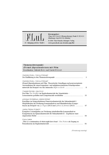Fremdsprachen Lehren und Lernen (FLuL). 45. Jahrgang (2016). Heft 1