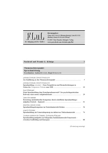 Fremdsprachen Lehren und Lernen (FLuL). 48. Jahrgang (2019). Heft 2