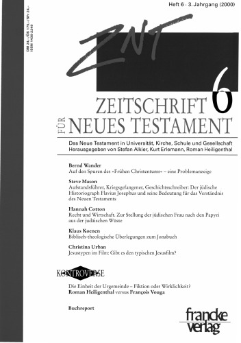 Zeitschrift für Neues Testament (ZNT). Heft 6