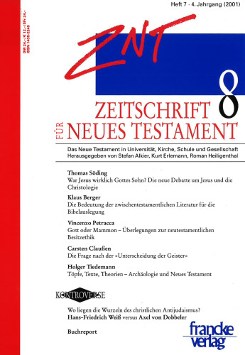 Zeitschrift für Neues Testament (ZNT). Heft 8