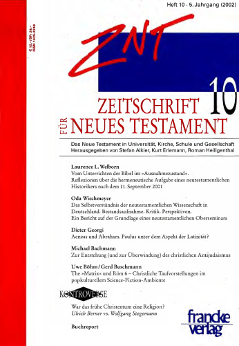 Zeitschrift für Neues Testament (ZNT). Heft 10