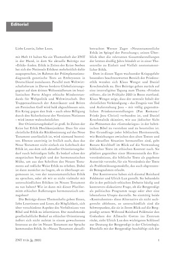 Zeitschrift für Neues Testament (ZNT). Heft 11