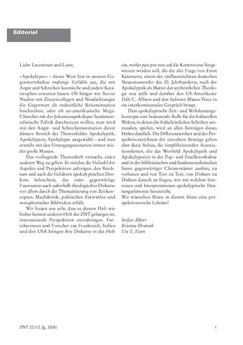 Zeitschrift für Neues Testament (ZNT). Heft 22