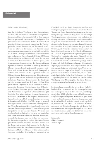 Zeitschrift für Neues Testament (ZNT). Heft 27