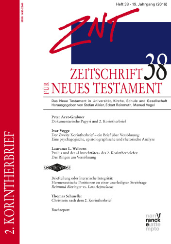 Zeitschrift für Neues Testament (ZNT). Heft 38