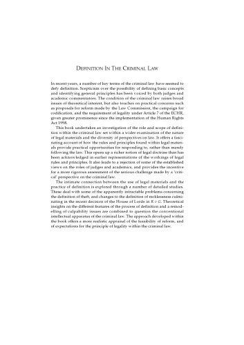 Definition In The Criminal Law