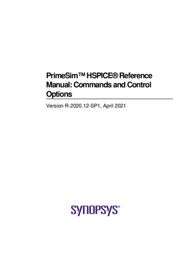 PrimeSim™ HSPICE® Reference Manual: Commands and Control Options