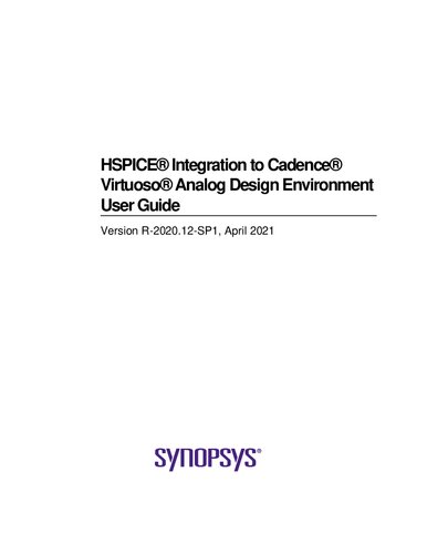 HSPICE® Integration to Cadence® Virtuoso® Analog Design Environment User Guide