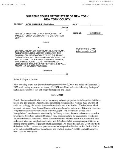 People of the State of New York v. Donald J. Trump et al. 2024-02-16 (Supreme Court of the State of New York)