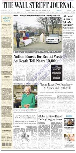 Wall Street Journal Monday April 6, 2020