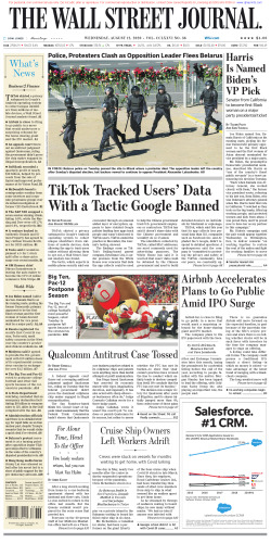 Wall Street Journal Wednesday August 12, 2020