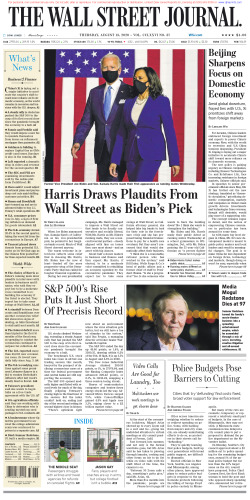 Wall Street Journal Thursday August 13, 2020
