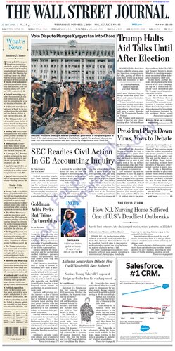 Wall Street Journal 
Wall Street Journal Wednesday October 7, 2020 
 7890863141