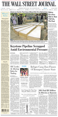 Wall Street Journal Thursday May 10, 2021
