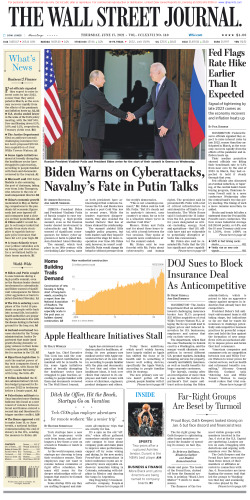 Wall Street Journal Thursday June 17, 2021