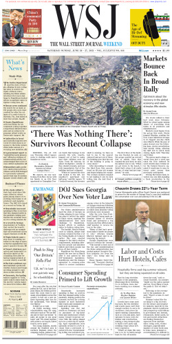 Wall Street Journal Saturday June 26, 2021