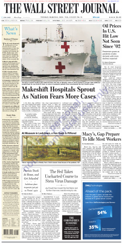 Wall Street Journal Tuesday March 31, 2020