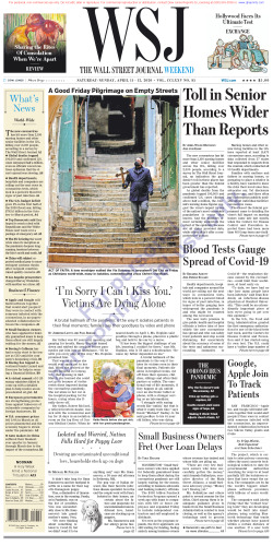 Wall Street Journal Saturday April 11, 2020