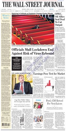 Wall Street Journal Monday April 13, 2020