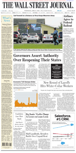 Wall Street Journal Wednesday April 15, 2020