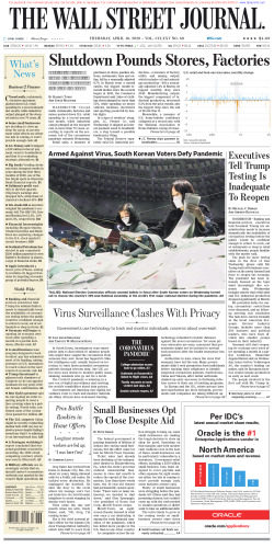 Wall Street Journal Thursday April 16, 2020