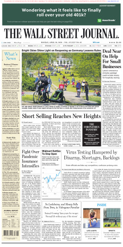 Wall Street Journal Monday April 20, 2020