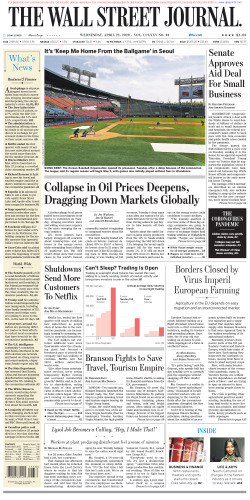 Wall Street Journal Wednesday April 22, 2020