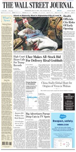 Wall Street Journal Wednesday May 13, 2020