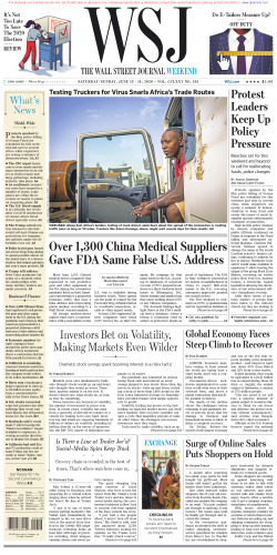 Wall Street Journal Saturday June 13, 2020