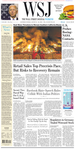 Wall Street Journal Saturday August 15, 2020