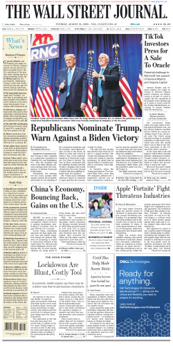 Wall Street Journal Tuesday August 25, 2020