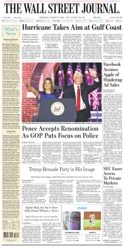 Wall Street Journal Thursday August 27, 2020