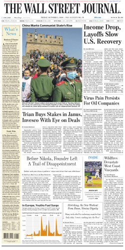 Wall Street Journal Thursday October 2, 2020