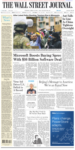Wall Street Journal Tuesday April 13, 2021