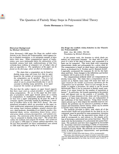 The Question of Finitely Many Steps in Polynomial Ideal Theory