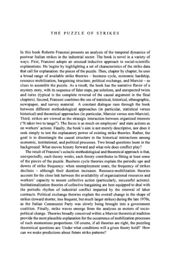 The Puzzle of Strikes: Class and State Strategies in Postwar Italy