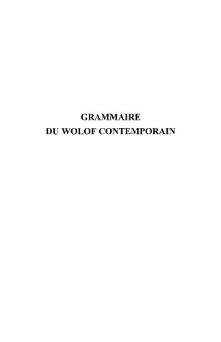 Grammaire du wolof contemporain