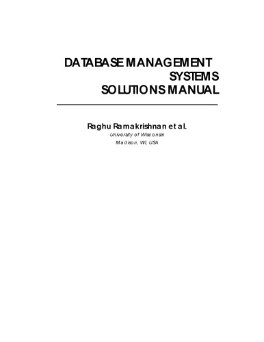 Database Management Systems Solutions Manual