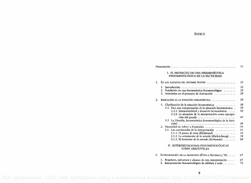 Hermeneutica de la vida humana: en torno al Informe Natorp de Martin Heidegger