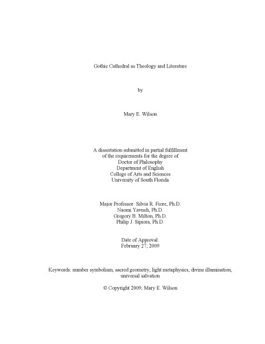 Gothic cathedral as theology and literature. Ph.D. dissertation.