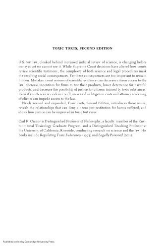 Toxic Torts: Science, Law, and the Possibility of Justice